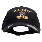 Officially Licensed United States Navy Retired Unstructured Low Profile 6 panel Cotton Cap - Black OSFM