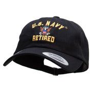 Officially Licensed United States Navy Retired Unstructured Low Profile 6 panel Cotton Cap - Black OSFM