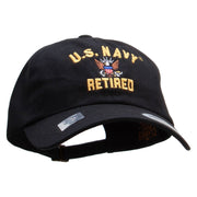 Officially Licensed United States Navy Retired Unstructured Low Profile 6 panel Cotton Cap - Black OSFM