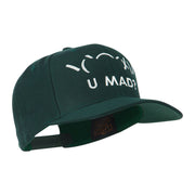 Angry Text Emoticon Embroidered Snapback Cap