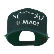 Angry Text Emoticon Embroidered Snapback Cap