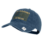US Marines Veteran Flag Design Embroidered Washed Solid Pigment Dyed Cotton Twill Brass Buckle Cap - Navy OSFM