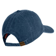 US Marines Veteran Flag Design Embroidered Washed Solid Pigment Dyed Cotton Twill Brass Buckle Cap - Navy OSFM