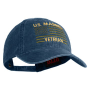US Marines Veteran Flag Design Embroidered Washed Solid Pigment Dyed Cotton Twill Brass Buckle Cap - Navy OSFM