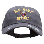 Officially Licensed United States Navy Retired Unstructured Low Profile 6 panel Cotton Cap - Dk-Grey OSFM