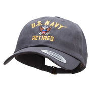 Officially Licensed United States Navy Retired Unstructured Low Profile 6 panel Cotton Cap - Dk-Grey OSFM