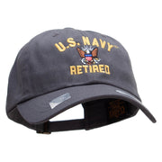 Officially Licensed United States Navy Retired Unstructured Low Profile 6 panel Cotton Cap - Dk-Grey OSFM