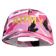 Licensed Wording of U.S Army Embroidered Enzyme Washed Camo Cap - Pink OSFM