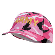 Licensed Wording of U.S Army Embroidered Enzyme Washed Camo Cap - Pink OSFM