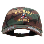 Officially Licensed United States Navy Retired Unstructured Low Profile 6 panel Cotton Cap - Green-Camo OSFM