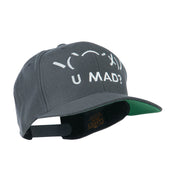 Angry Text Emoticon Embroidered Snapback Cap