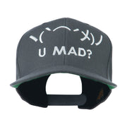 Angry Text Emoticon Embroidered Snapback Cap