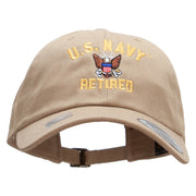 Officially Licensed United States Navy Retired Unstructured Low Profile 6 panel Cotton Cap - Khaki OSFM