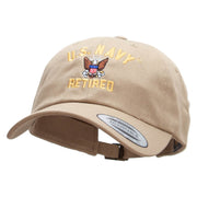 Officially Licensed United States Navy Retired Unstructured Low Profile 6 panel Cotton Cap - Khaki OSFM