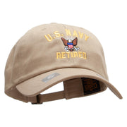 Officially Licensed United States Navy Retired Unstructured Low Profile 6 panel Cotton Cap - Khaki OSFM