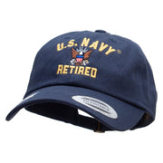 Officially Licensed United States Navy Retired Unstructured Low Profile 6 panel Cotton Cap - Navy OSFM