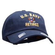 Officially Licensed United States Navy Retired Unstructured Low Profile 6 panel Cotton Cap - Navy OSFM