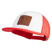 Artist Palette Faux Leather Patched Flat Bill Trucker Cap - White Red OSFM