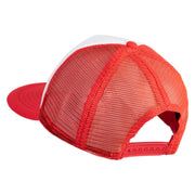 Artist Palette Faux Leather Patched Flat Bill Trucker Cap - White Red OSFM