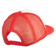 Artist Palette Faux Leather Patched Flat Bill Trucker Cap - White Red OSFM