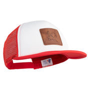 Artist Palette Faux Leather Patched Flat Bill Trucker Cap - White Red OSFM