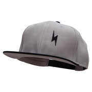 Black Lighting Bolt Patched Wool Blend Pro Style 2 Tone Snapback - Black-Grey OSFM