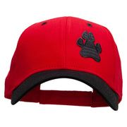 Animal Paw Print Patched Two Tone Cotton Twill Low Profile Strap Cap - Black-Red OSFM