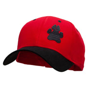 Animal Paw Print Patched Two Tone Cotton Twill Low Profile Strap Cap - Black-Red OSFM