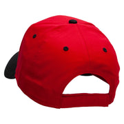 Animal Paw Print Patched Two Tone Cotton Twill Low Profile Strap Cap - Black-Red OSFM