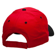 Animal Paw Print Patched Two Tone Cotton Twill Low Profile Strap Cap - Black-Red OSFM