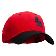 Animal Paw Print Patched Two Tone Cotton Twill Low Profile Strap Cap - Black-Red OSFM