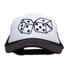 Large Dice Patched Two Tone Polyester 5 Panel Foam Front Mesh Back Cap