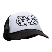 Large Dice Patched Two Tone Polyester 5 Panel Foam Front Mesh Back Cap