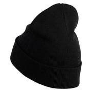 Double Cherries Fruit Iron on Patched 12 Inch Long Knitted Beanie - Black OSFM