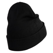 Double Cherries Fruit Iron on Patched 12 Inch Long Knitted Beanie - Black OSFM