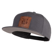 Old English B Faux Leather Patched Cotton Flat Bill Pro Cap - Black OSFM