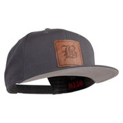 Old English B Faux Leather Patched Cotton Flat Bill Pro Cap - Black OSFM