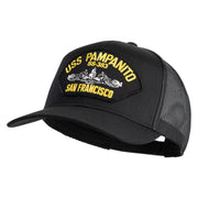 USS Pampanito SS-383 Submarine San Francisco Patched Solid Cotton Twill Mesh Prostyle Cap - Black OSFM
