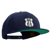 US Route 66 Patched Woold Blend Prostyle Snapback Cap - Navy OSFM