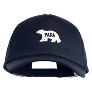 Papa Bear White Patched Summer Foam Mesh Trucker Cap - Navy OSFM