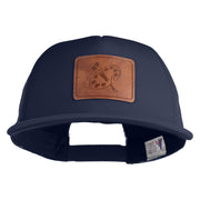 Artist Palette Faux Leather Patched Flat Bill Trucker Cap - Navy OSFM