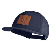 Artist Palette Faux Leather Patched Flat Bill Trucker Cap - Navy OSFM