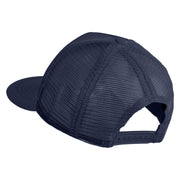 Artist Palette Faux Leather Patched Flat Bill Trucker Cap - Navy OSFM