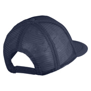 Artist Palette Faux Leather Patched Flat Bill Trucker Cap - Navy OSFM