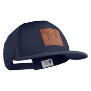 Artist Palette Faux Leather Patched Flat Bill Trucker Cap - Navy OSFM