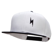 Black Lighting Bolt Patched Wool Blend Pro Style 2 Tone Snapback - Black-White OSFM