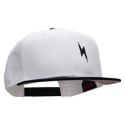 Black Lighting Bolt Patched Wool Blend Pro Style 2 Tone Snapback - Black-White OSFM