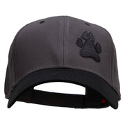 Animal Paw Print Patched Two Tone Cotton Twill Low Profile Strap Cap - Black-Charcoal OSFM