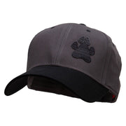 Animal Paw Print Patched Two Tone Cotton Twill Low Profile Strap Cap - Black-Charcoal OSFM