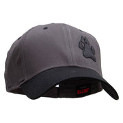 Animal Paw Print Patched Two Tone Cotton Twill Low Profile Strap Cap - Black-Charcoal OSFM